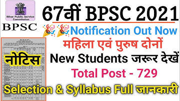 Bihar 67th BPSC Notification out Now 🎊🎊 Apply online 30 September 2021 Male or Female All Indian Job
