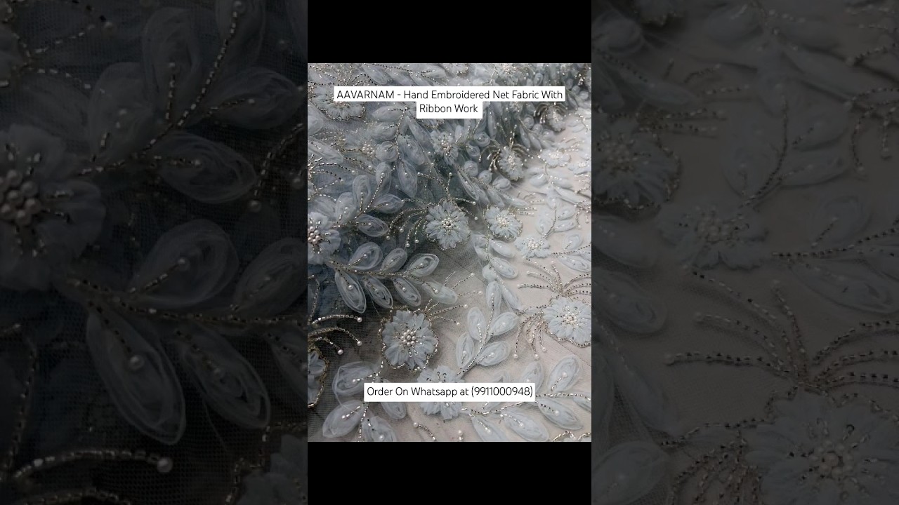 AAVARNAM - Hand Embroidered Net Fabric With Ribbon Work  