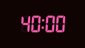 40 Second Digital Countdown Timer | Dark Background | Fuchsia Pink Text | No Sounds