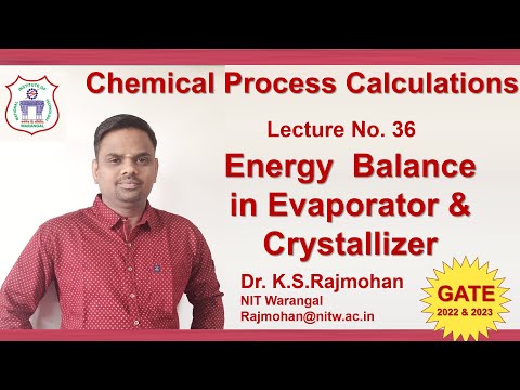 Lecture 36 Energy Balance in Unit Operations Introduction  (Evaporators Crystalllizer)