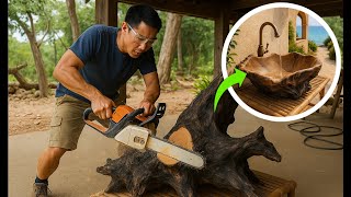 Crafting a Burnt Driftwood Outdoor Sink – Handmade for Resorts & Homestays