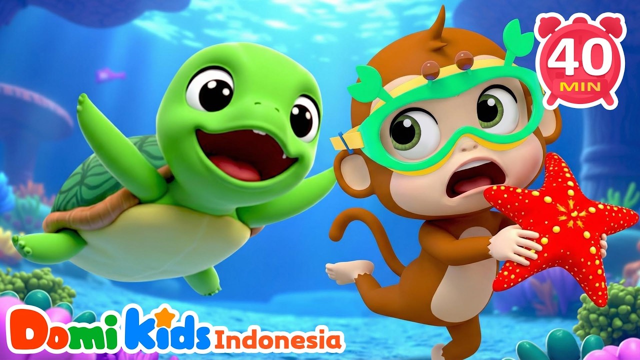 Lagu Hewan Laut Dwibahasa 🐠 Kompilasi Anak | Domi Kids Pesta Hewan