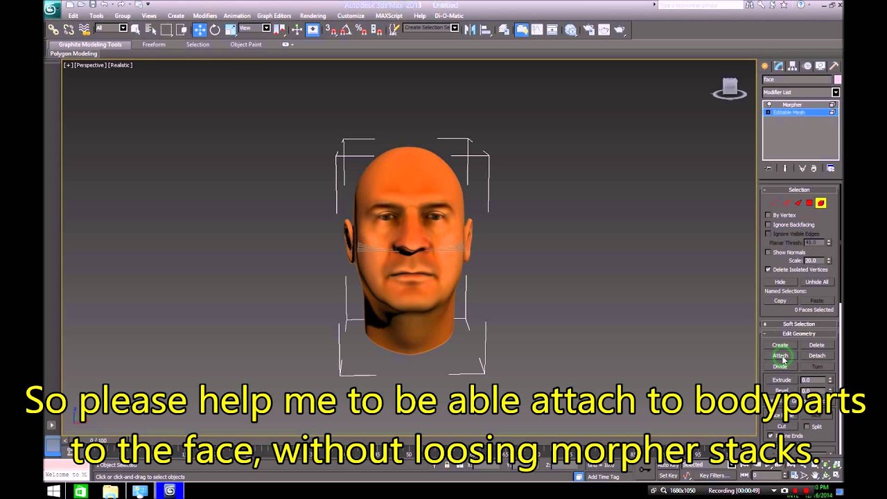 3ds max morpher dont work after attaching parts to face - YouTube