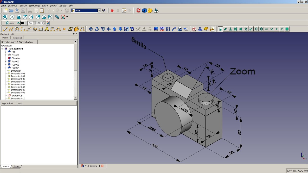 FreeCAD Tutorial 18 Kamera YouTube freecad-tutorial-18-kamera-youtube