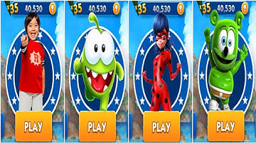 Miraculous Ladybug & Cat Noir vs Tag With Ryan Run vs Gummy Bear Run vs Om Nom Run Run Gameplay