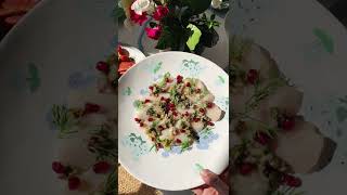 Kingfish Crudo with vibrant shallot and caper dressing using Mori Kingfish Sashimi Slices
