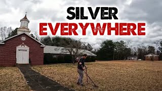 Metal Detecting Small Church Yard, SILVER EVERYWHERE!