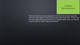 Asynchronous, Synchronous, Hybrid Spring 2021