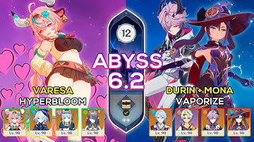 C0 Durin + C4 Mona Vaporize & C0 Varesa Hyperbloom | Spiral Abyss 6.2 | Genshin Impact