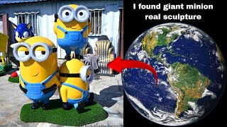 I found giant minion real sculpture🤯😱 on Google maps and Google#Earth#video,🔍🌍