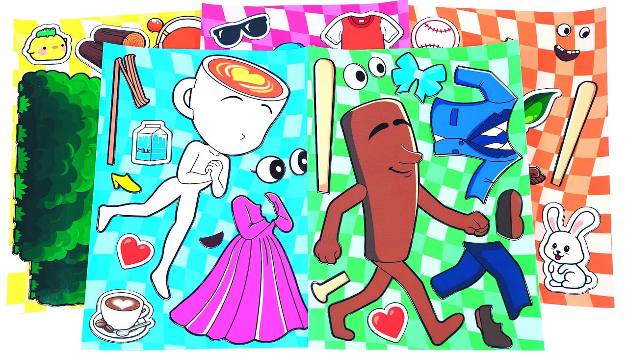 🌈Paper DIY🌈 Tung Sahur & Cappucina Emotional Brainrot Tale 🌙 | Sticker Book DIY