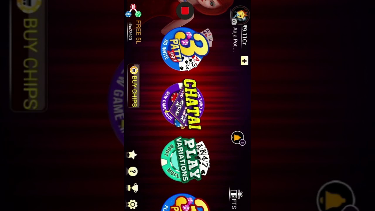 Teen patti me free chip chahiye?