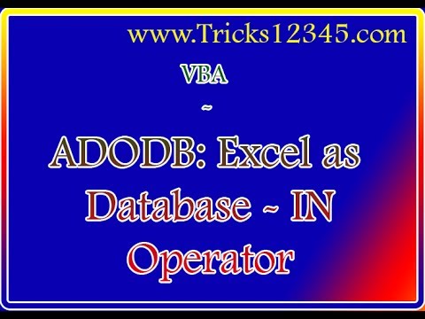 VBA ADODB Connection Excel As Database In Operator