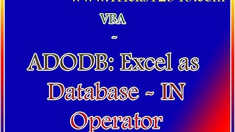 VBA ADODB Connection Excel As Database In Operator