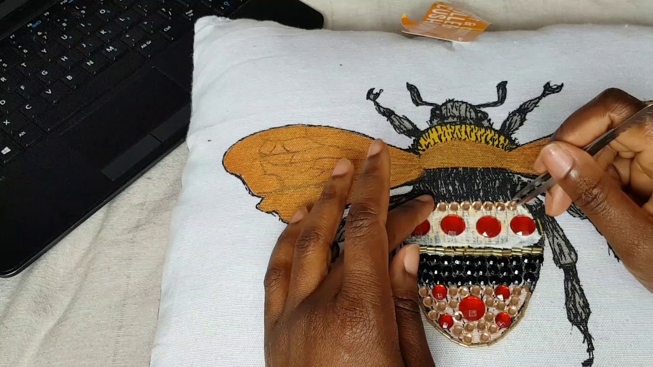 POUNDLAND CUSHION UPCYCLE} GUCCI BEE INSPIRED