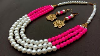 How To Make Pearl Necklace//Wedding Jewellery// Useful & Easy