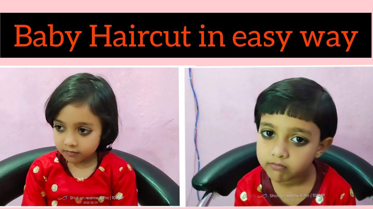 Round hair cut || little girl hair cutting || baby hair cut in ...