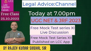 Free Mock Test series.Part -XIth.Law..Ugc net & JRF/SET Exam. DEC 2023 by R.K. Singhal Sir.