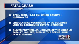 A man is dead after a two-vehicle crash in Union Co.