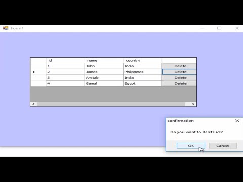 Visual Basic .net: Delete Rows from DataGridView and Database in VB.net
