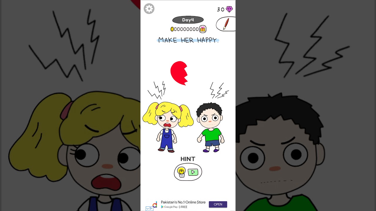 Draw Happy Puzzle Day 4 Make Her happy - Gameplay Solution Walkthrough