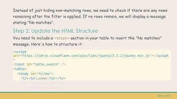 How to Display a No Results Found Message When Filtering a Table in JavaScript