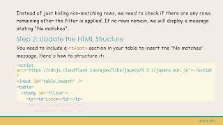 How to Display a No Results Found Message When Filtering a Table in JavaScript