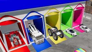 Cars vs Obstacles with Vehicle Truck and Portal Trap with Car Color - Beamng.Drive screenshot 4