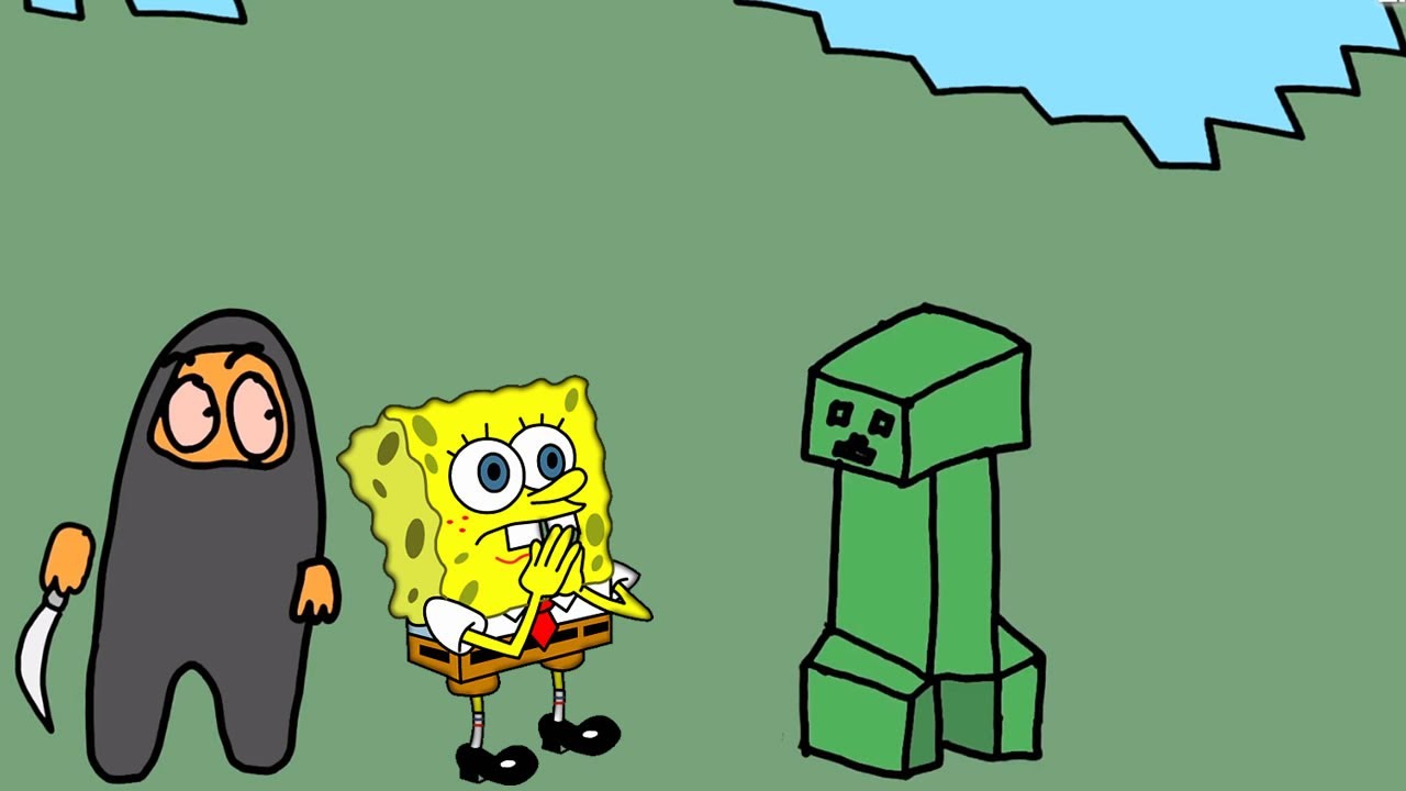 AMONG US VS MINECRAFT - ANIMAÇÃO | Bob Esponja REACT