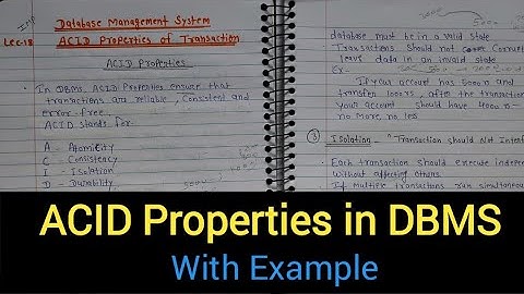 ACID Properties in DBMS with Example | ACID Properties of a Transaction in hindi  | DBMS