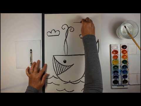 How to Draw and Paint a SMILING WHALE Step-By-Step for Beginners Timelapse