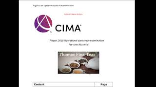 CIMA OCS August 2018 - Thomas Fine Teas - Pre-seen Analysis