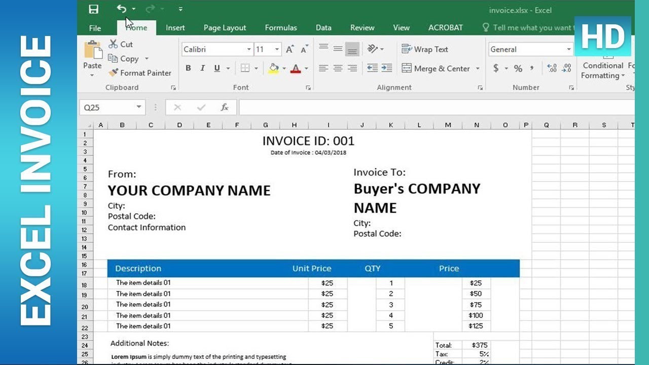 How To Create An Invoice Template In Excel