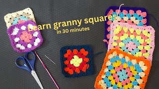 The (almost) ultimate guide on crocheting granny squares.  Learn in 30 minutes. Crochet with Zaheen.