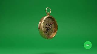 Premium Floating Gold Compass Rotation | Green Screen Animation | AI Generated