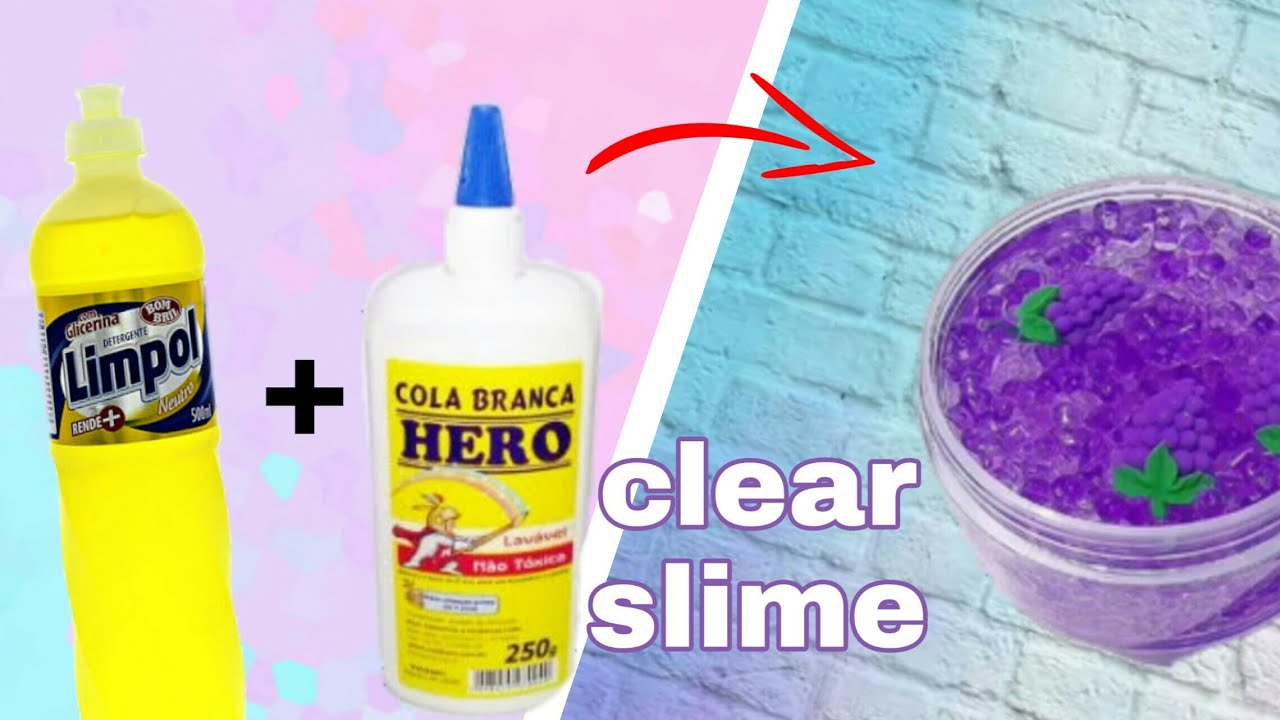 Clear slime com cola branca e detergente/clear slime idêntica à ...