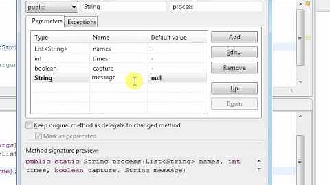 Add/remove method arguments in Eclipse using Change Method Signature refactoring