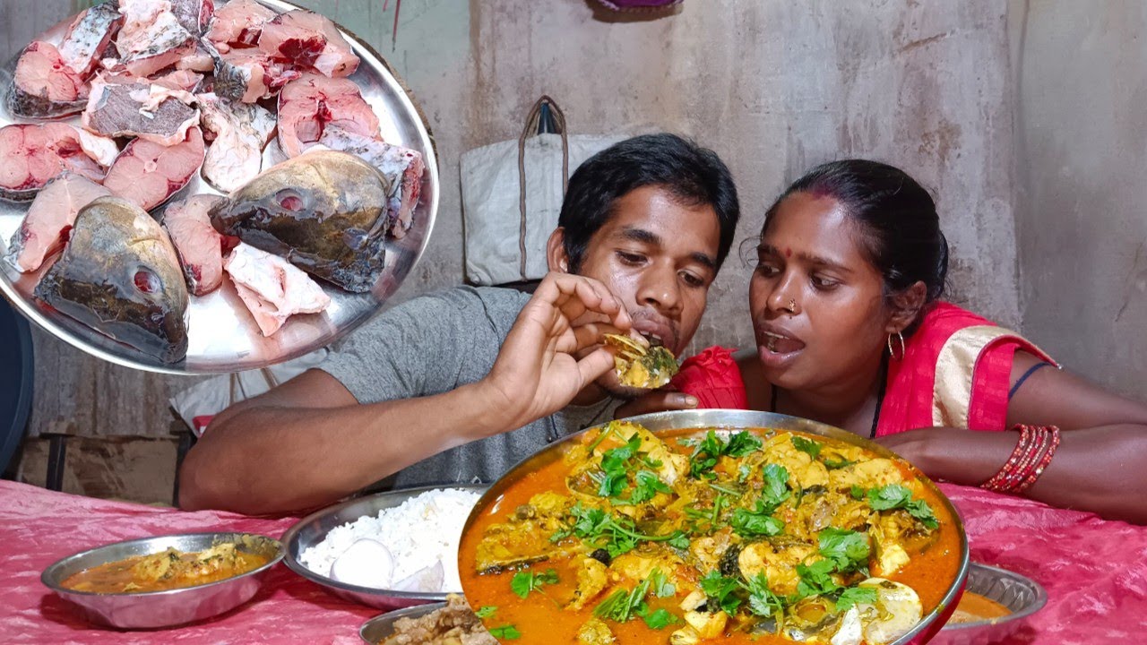 spicy big size fish curry cook & eating fish curry recipe