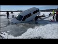 Removing an F150 that fell through the ice on Little Green Lake, Wisconsin.