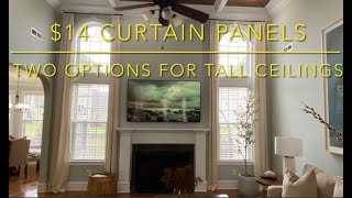 NO SEW $14 curtain panels for tall or ALL ceilings 2 OPTIONS: Video Photo Backdrop Budget Friendly