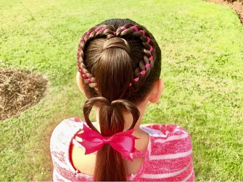 Four Strand Braid,Ribbon Braid,Heart Braid,Four Strand Ribbon Heart Braid,Long Hair,Valentine's Day,Little Girls,Easy,Fun,School Styles,Back To School,Picture Day,Party,Unique,Different,Cool,Church,Special Occassions,Cute,Braids,Princess,Sweet,Artistic,Pretty,Learn Do Teach Hairstyles,Topsy Tail