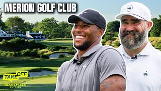 Eagles Saquon Barkley & Jason Kelce golf at Merion East ahead of U.S. Amateur Championship | Takeoff