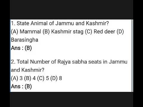 Important Jammu Kashmir Gk Questions 2018 Youtube