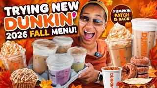 Trying NEW Dunkin Fall 2026 Menu pumpkin spice cloud dunkalatte tiramisu cloud matcha more