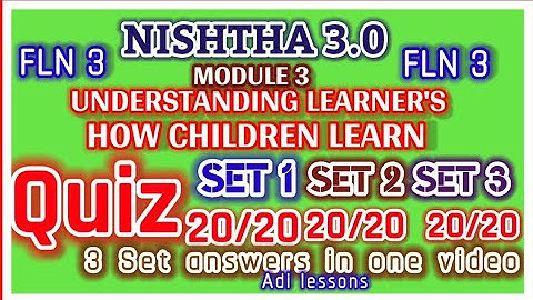 NISHTHA 3.0 MODULE 3 UNDERSTANDING LEARNER