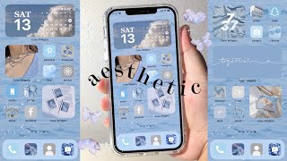 how to customize your iphone 🌊 (aesthetic blue theme) ios15 💙 | aesthetic phone screenshot 5