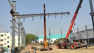 Erection work Peb | Peb construction process | Rafter & column Erection process|Industrial shed cons