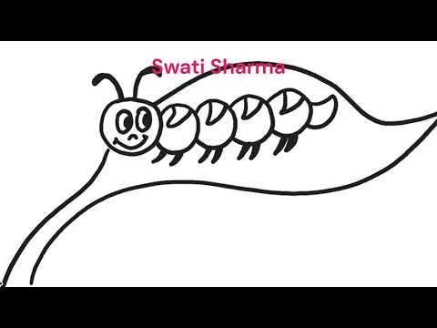 How to draw a Caterpillar : Kids Art Lesson Plan, Spring Art Plan
