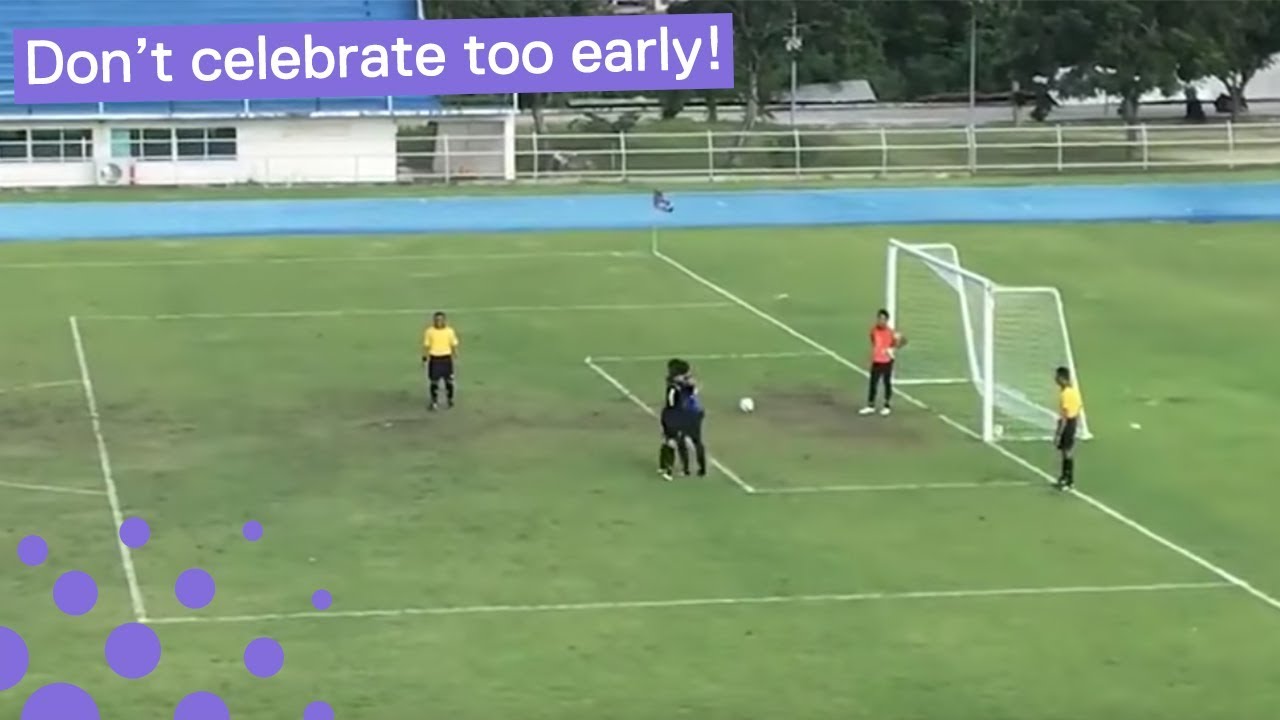 Ball Bounces Into Net While Goalkeeper Celebrates Penalty Miss Youtube