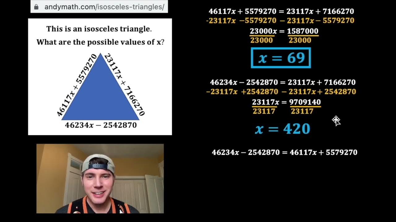 Solve for x Isosceles Triangle YouTube